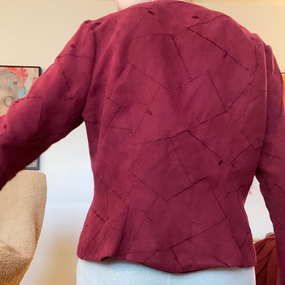 Ou Empereur Ou Rien embroidered blazer jacket in burgundy - Picture 4 of 9